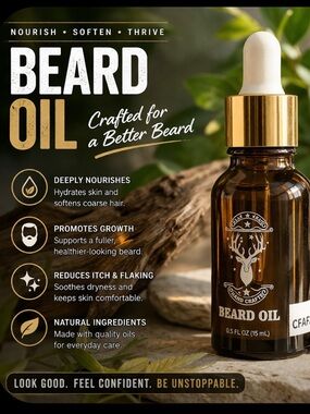 Beard Oil – Hydrating & Softening Grooming Oil (0.5 oz / 15 mL)